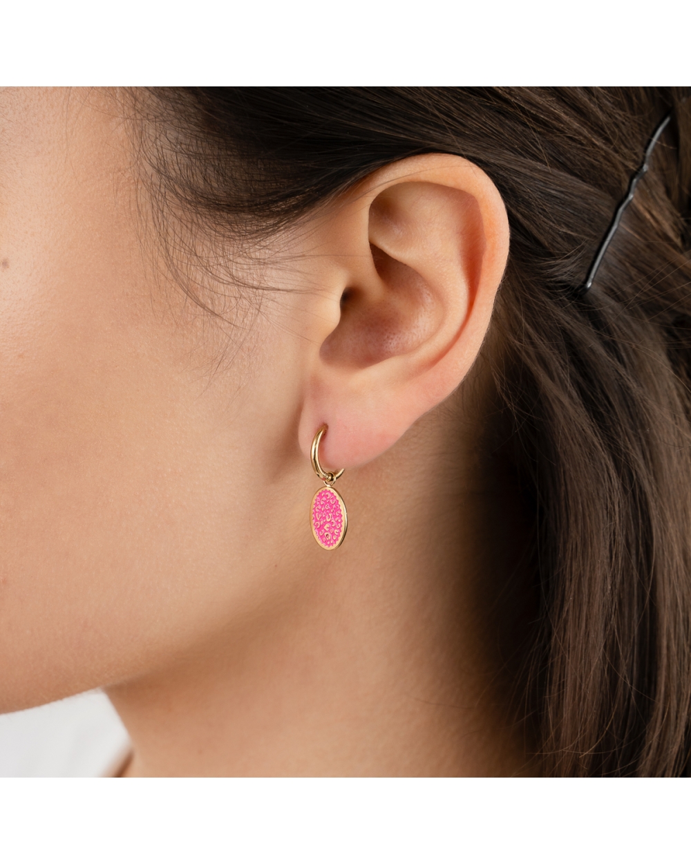 BOHO OORBELLEN GOUD/FUCHSIA