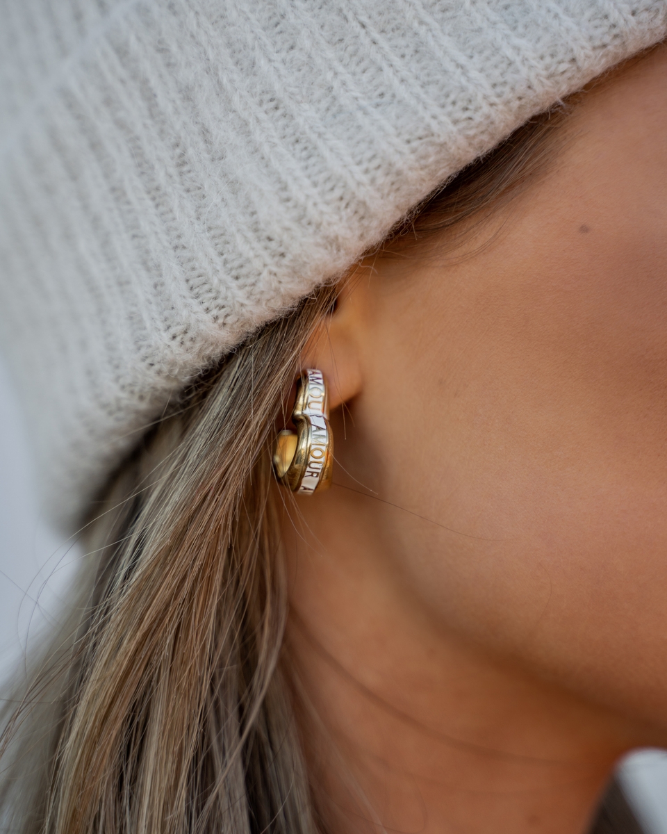 OORSTEKER AMOUR GOUD/WIT