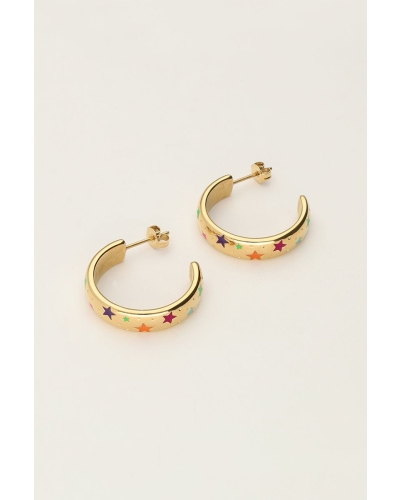 My Jewellery OORRINGEN MET GEKLEURDE STERREN GOUD