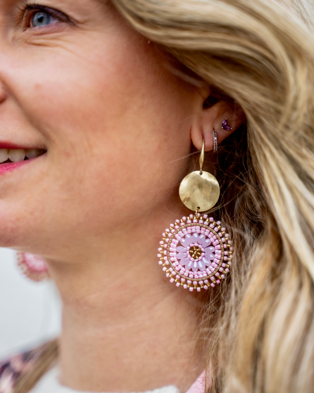 OORSTEKERS SUMMER BEADS GOUD/ROZE