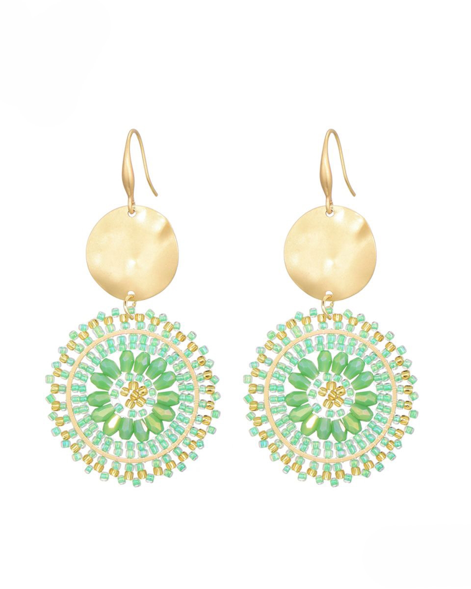 OORSTEKERS SUMMER BEADS GOUD/MINT