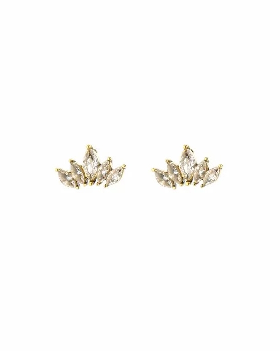 OORKNOPJE ZIRKONIA LEAF GOUD