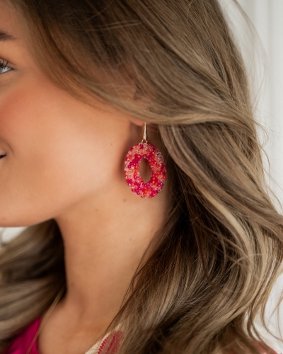 OVALEN OORBELLEN LUX ROZE MULTI