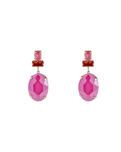 CRYSTAL OORBELLEN ROZE