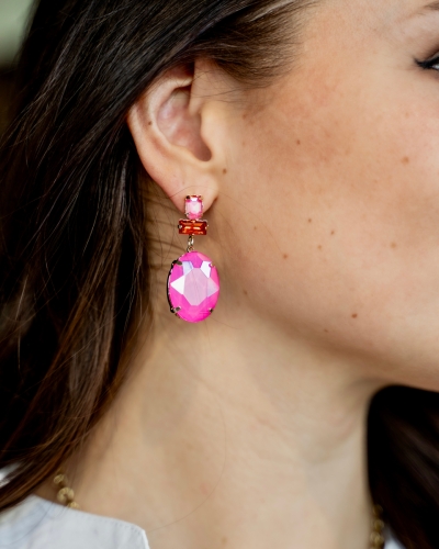 CRYSTAL OORBELLEN ROZE