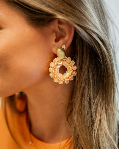 SEQUIN OORBELLEN ORANJE