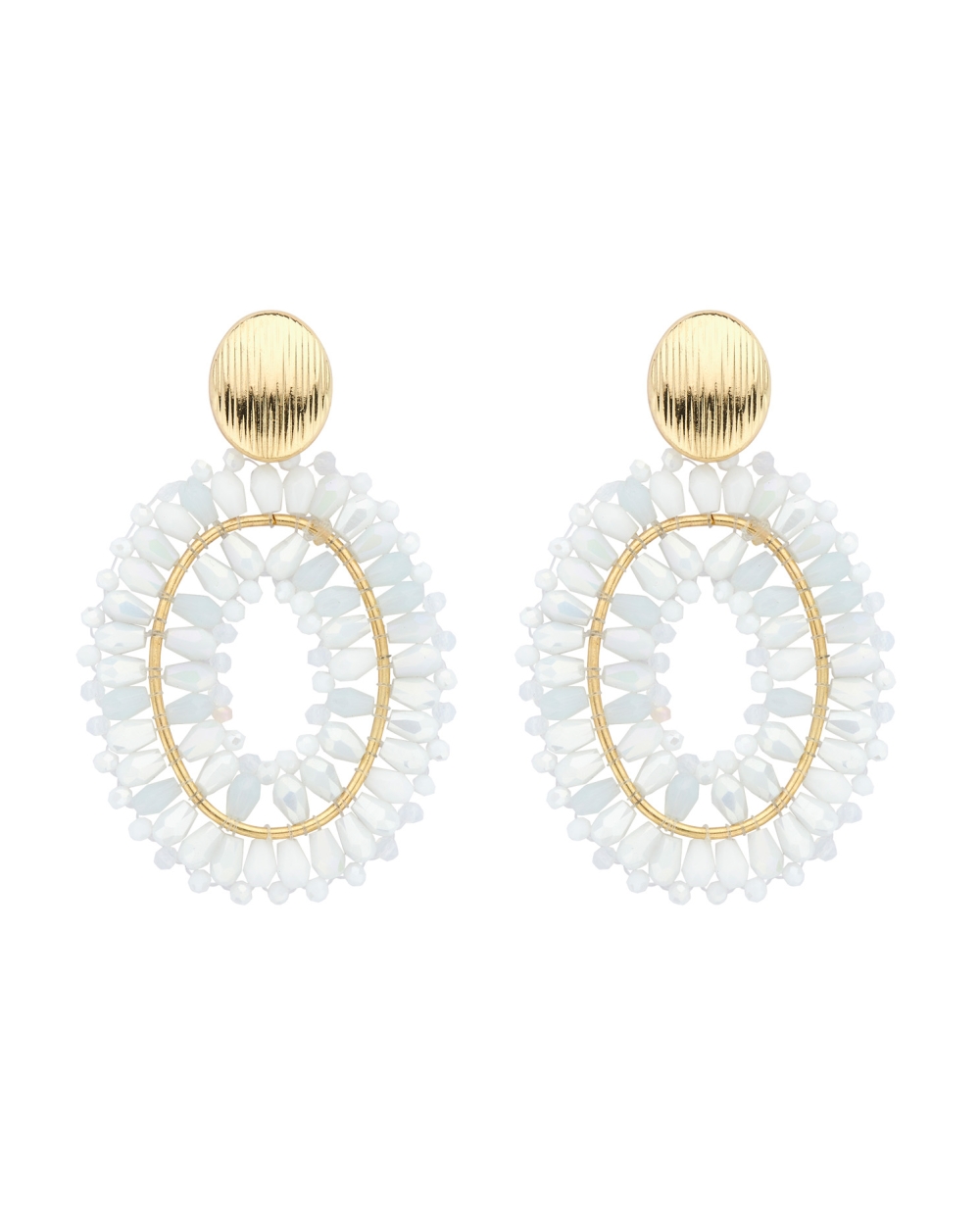 OVALEN OORSTEKERS BEADS WIT
