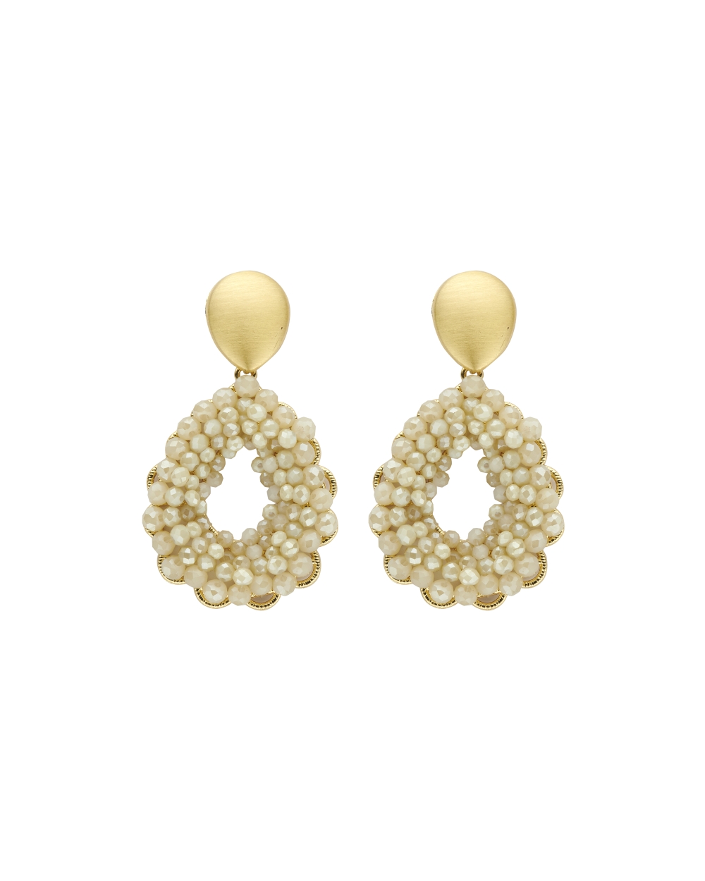 OORBELLEN DRUPPEL BEADS BEIGE