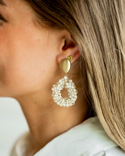 Gossip OORBELLEN DRUPPEL BEADS BEIGE