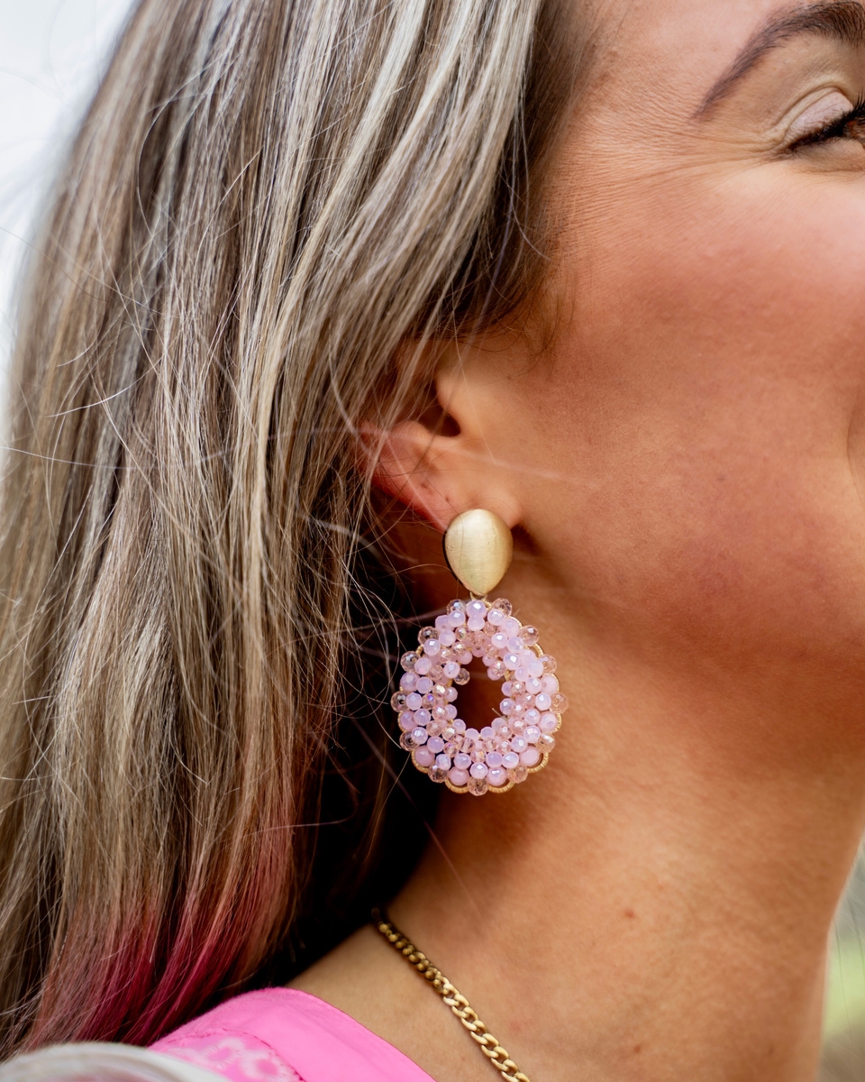 OORBELLEN DRUPPEL BEADS LICHTROZE