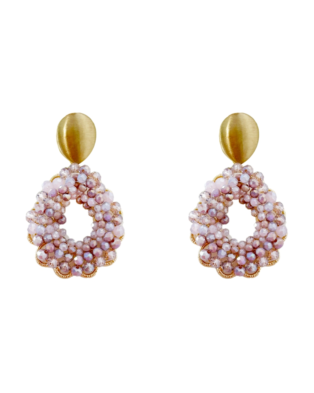 OORBELLEN DRUPPEL BEADS LILA