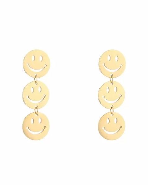 OORBELLEN 3 SMILEY GOUD