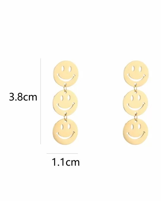 OORBELLEN 3 SMILEY GOUD
