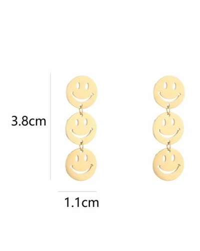OORBELLEN 3 SMILEY GOUD