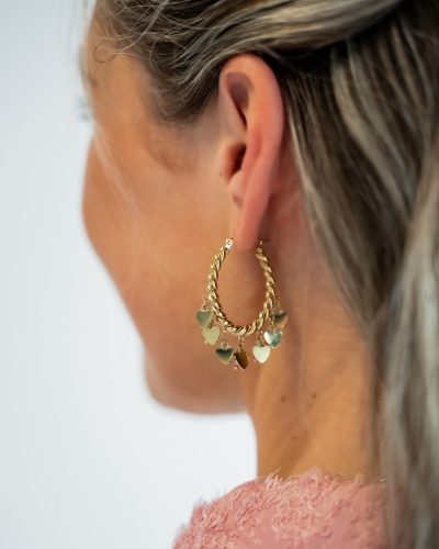 GEDRAAIDE OORSTEKERS MET BEDELS GOUD / GROEN