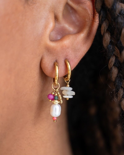 My Jewellery OORRINGEN MET KRAALTJES EN KLAVERTJE VIER GOUD
