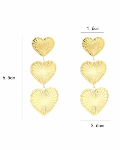 OORSTEKER 3 HARTJES GOUD