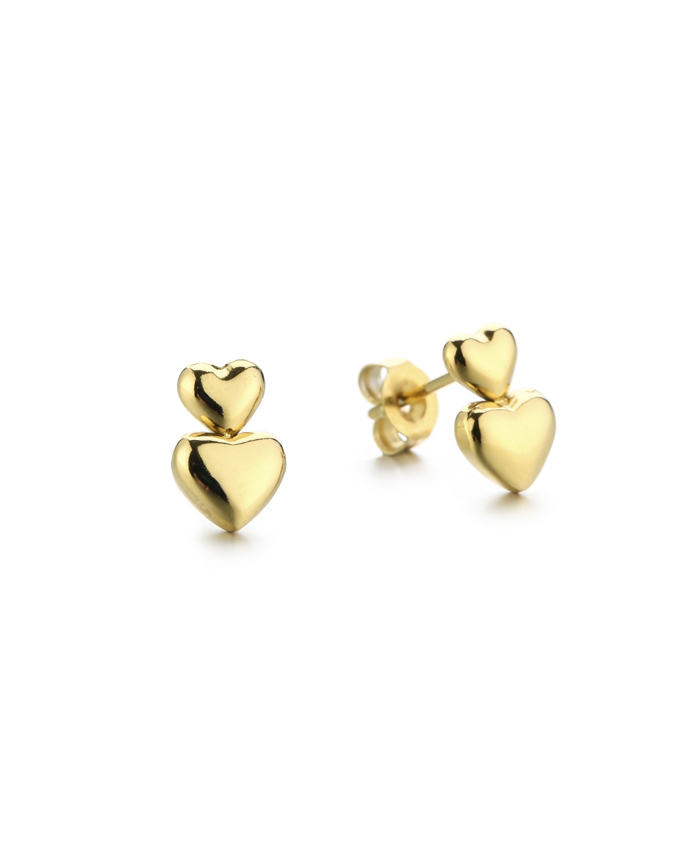 OORSTEKER TWEE HARTJES GOUD