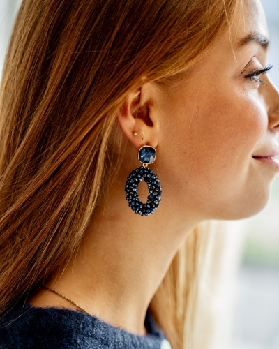 Gossip OVALE OORSTEKER DONKERBLAUW