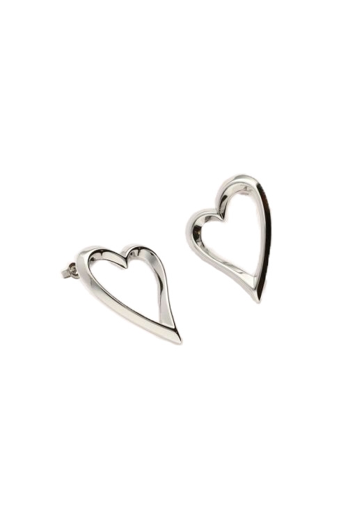 STUDS OORBELLEN MET OPEN HART ZILVER