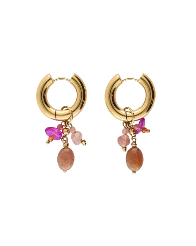 My Jewellery Earring hoop pink stones MJ12008