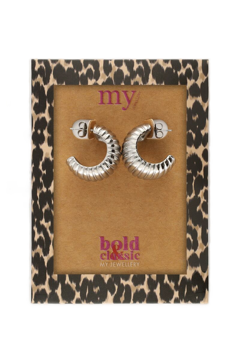 OORRINGEN MET RIBBEL TEXTUUR ZILVER