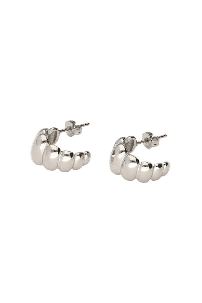 OORBELLEN MET GESTREEPTE BUBBEL ZILVER