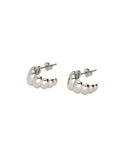 My Jewellery OORBELLEN MET GESTREEPTE BUBBEL ZILVER