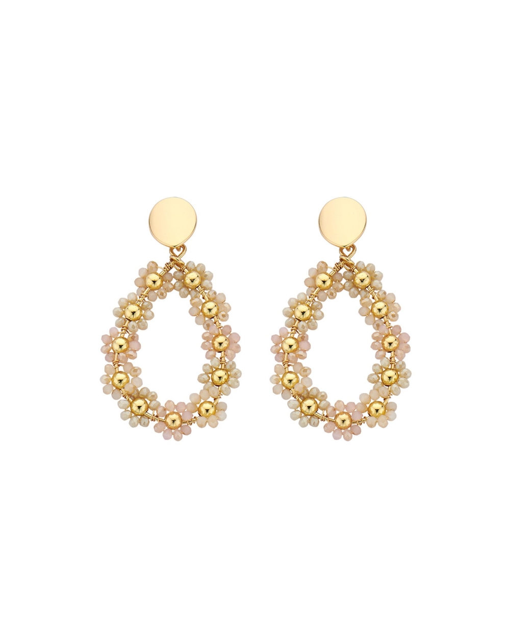 STATEMENT BLOEM OORBELLEN BEIGE