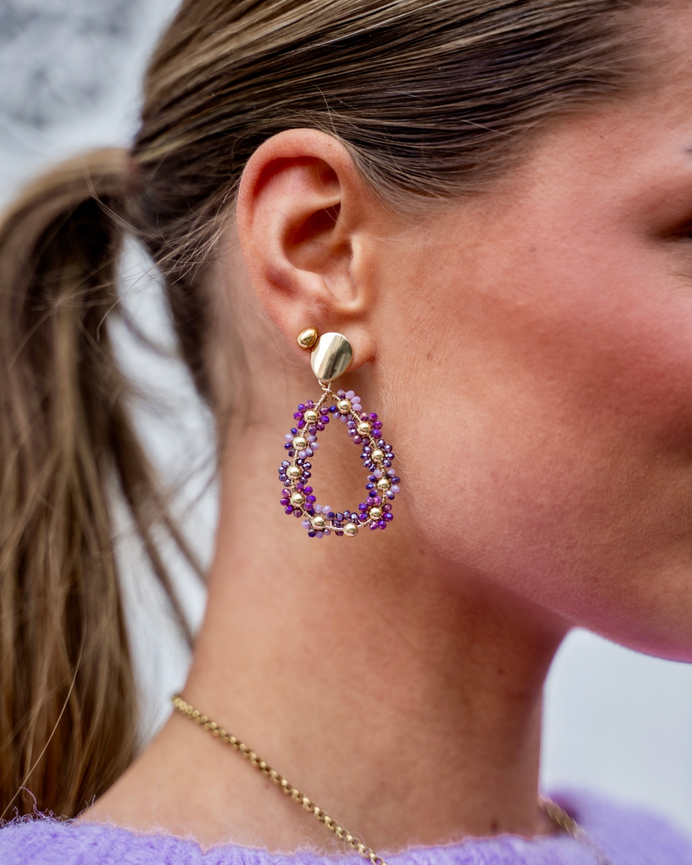 STATEMENT BLOEM OORBELLEN PAARS