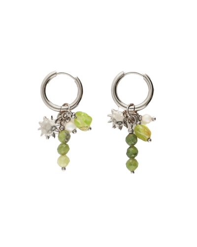 My Jewellery OORRINGEN MET GROENE KRALEN EN ZON ZILVER