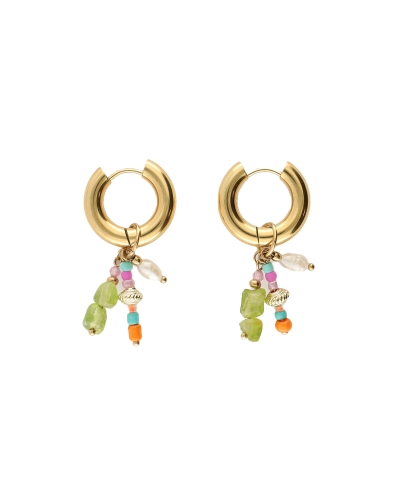 My Jewellery Earring small hoop green orange MJ12740