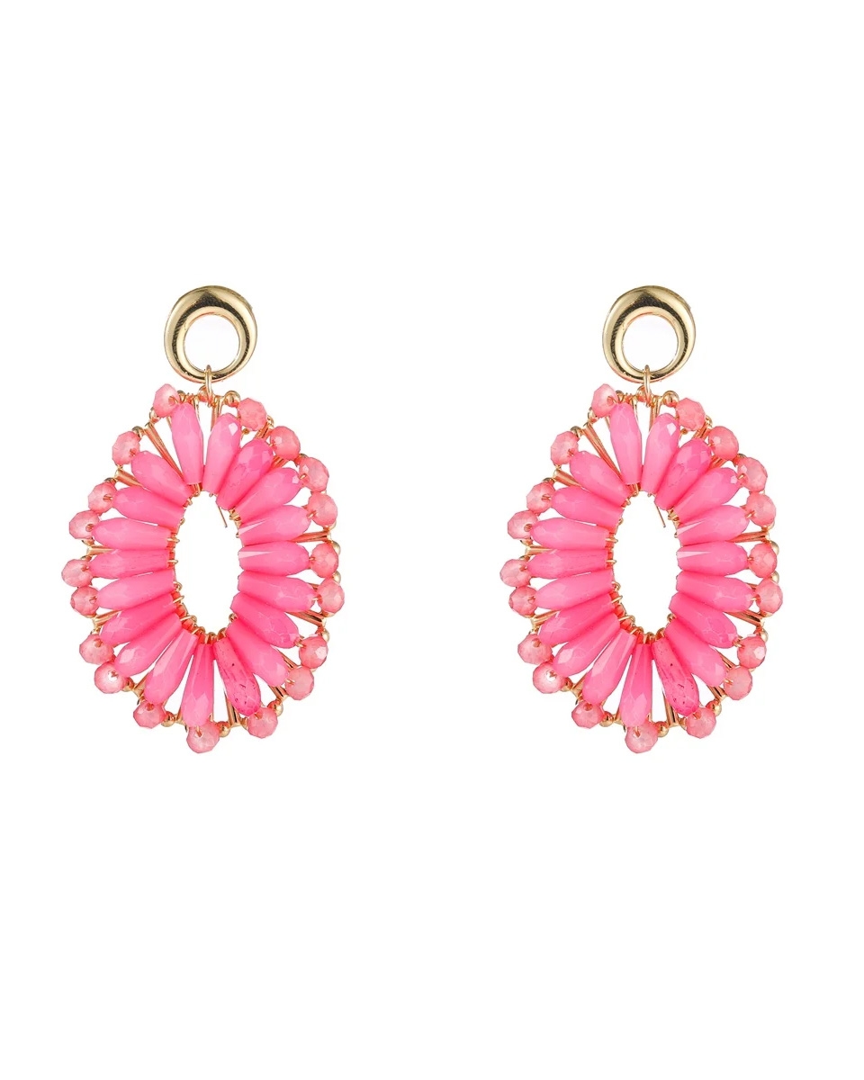 BIG BEAD OVALS OORBELLEN ROZE