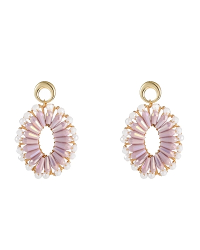 BIG BEAD OVALS OORBELLEN LILA