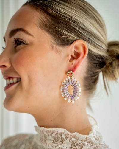 BIG BEAD OVALS OORBELLEN LILA