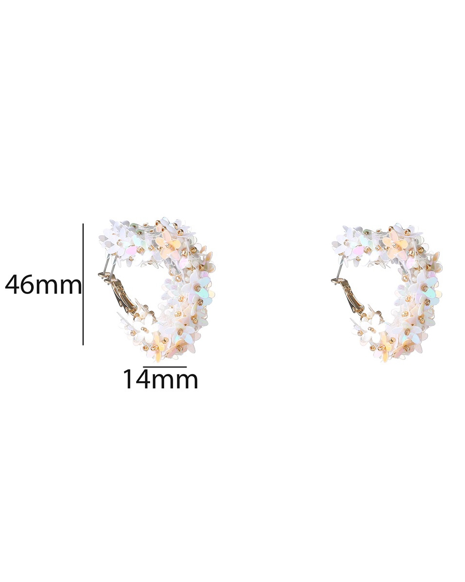 FLOWER HEART HOOP OORBELLEN WIT
