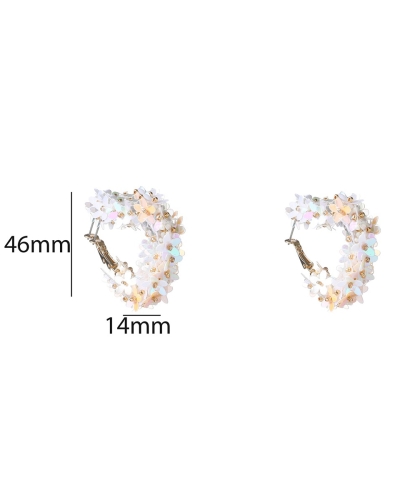 FLOWER HEART HOOP OORBELLEN WIT
