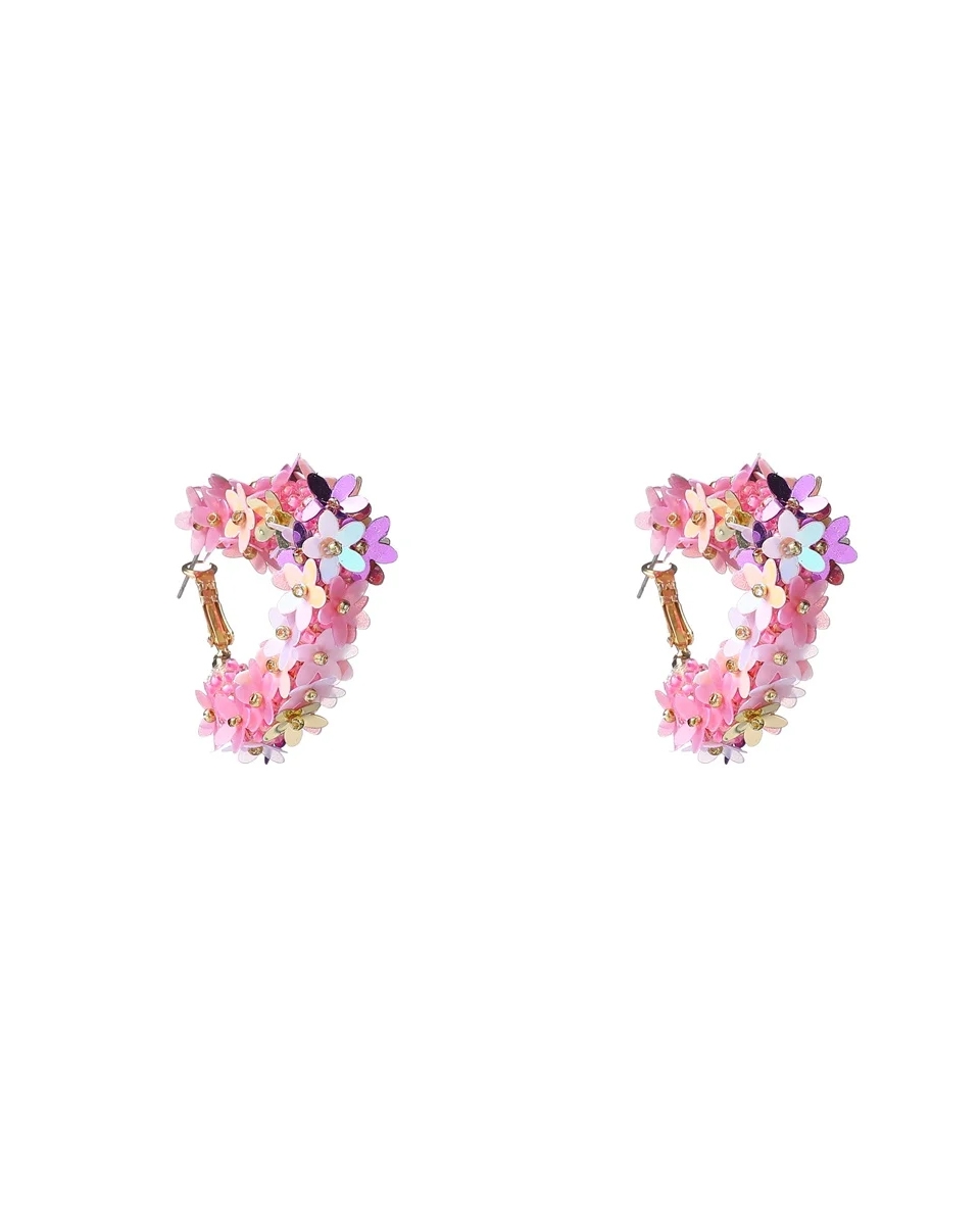 FLOWER HEART HOOP OORBELLEN ROZE