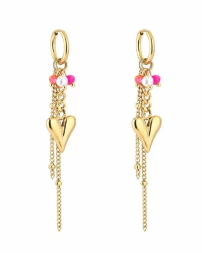 Gossip CHARM OORBEL HART ROZE/ORANJE 