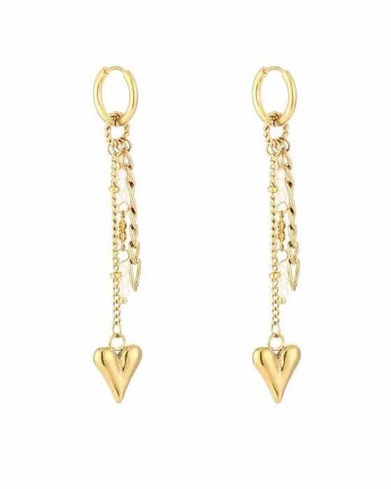 CHARM OORBEL HART PARELS GOUD