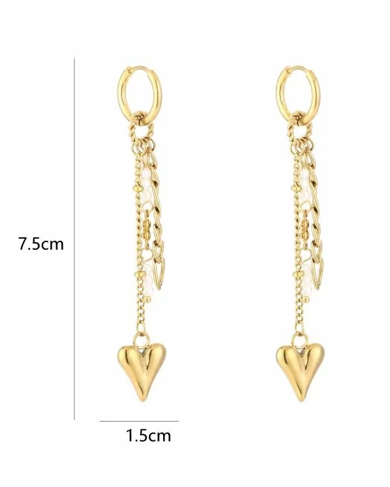 CHARM OORBEL HART PARELS GOUD