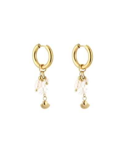 Gossip OORBELLEN PARELS EN SCHELP GOUD