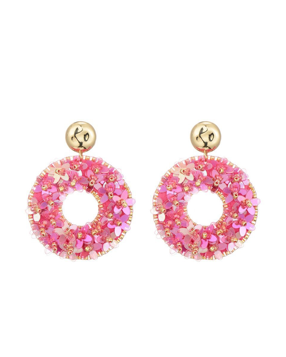 OORSTEKERS SPRING SEQUINS ROZE