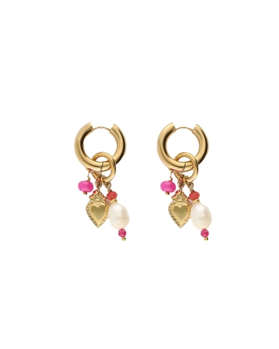 My Jewellery EARRING HOOP MEXICAN HEART GOUD