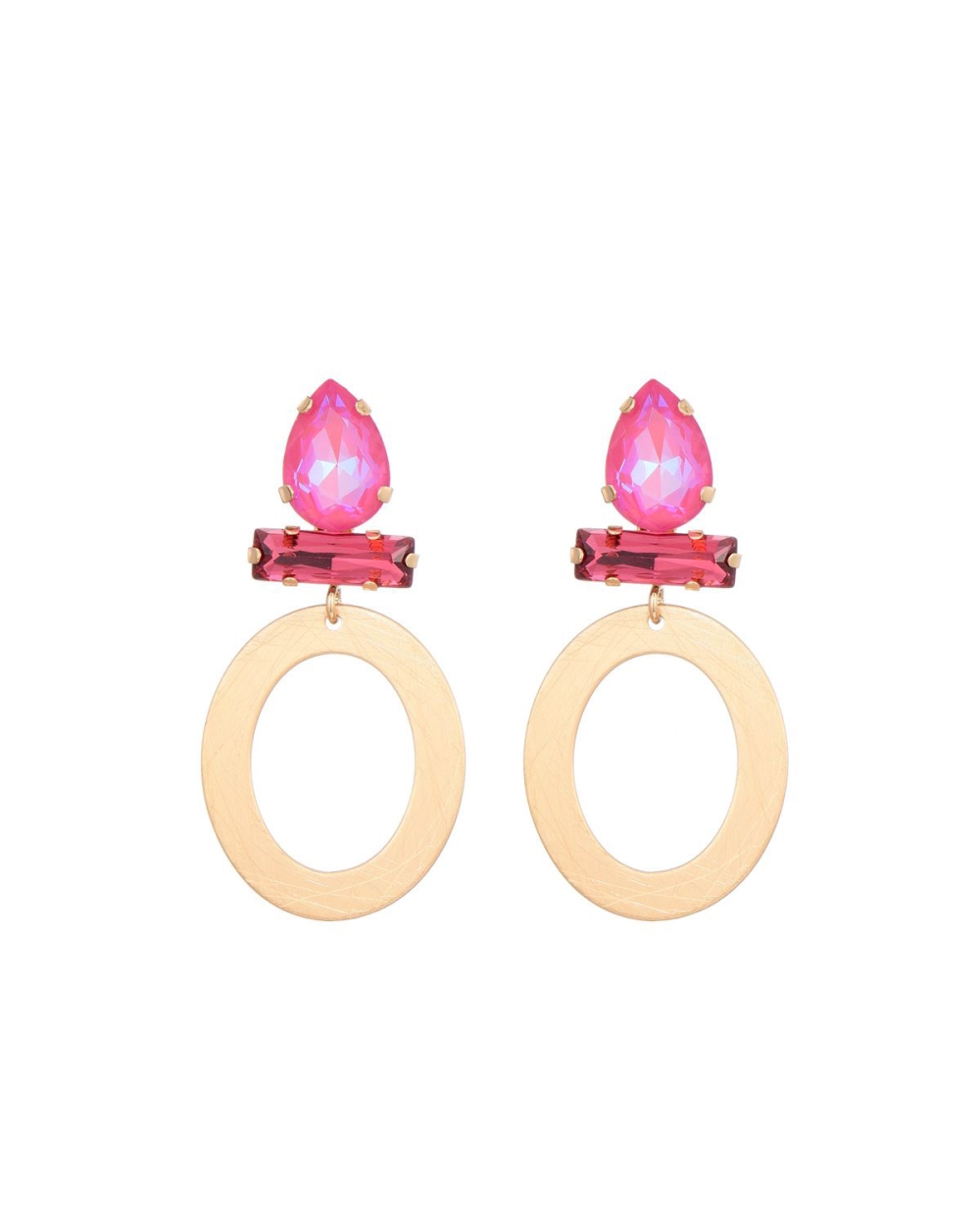OORSTEKER MET STENEN FUCHSIA