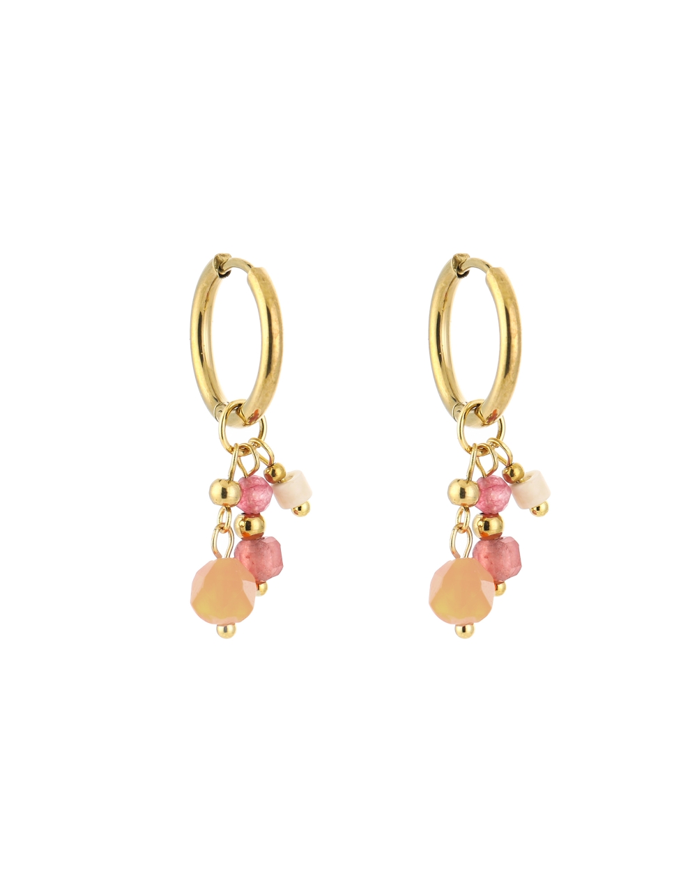 OORRINGEN MET KRAALTJES GOUD/ORANJE/ROZE