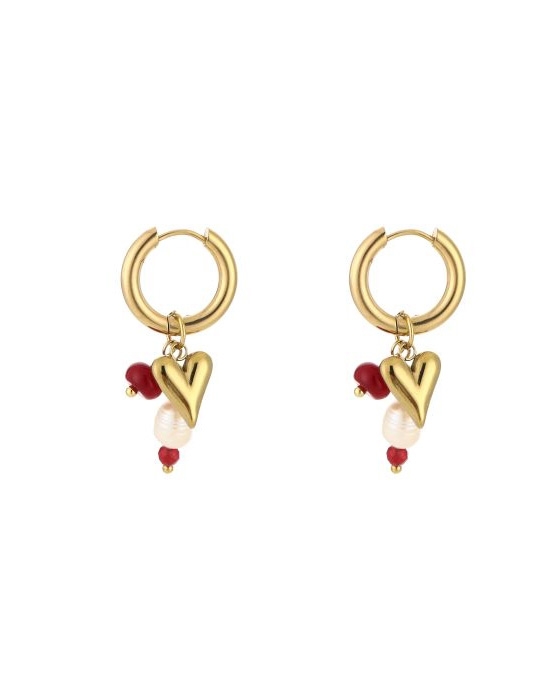 OORBELLEN MET HART BORDEAUX