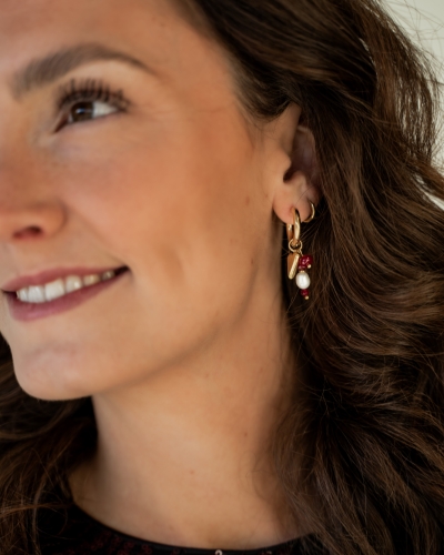 OORBELLEN MET HART BORDEAUX