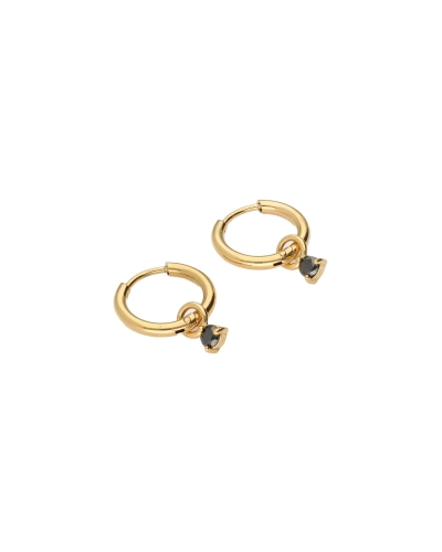 MINIMALISTISCHE OORRINGEN MET ZWARTE STRASS STEEN GOUD