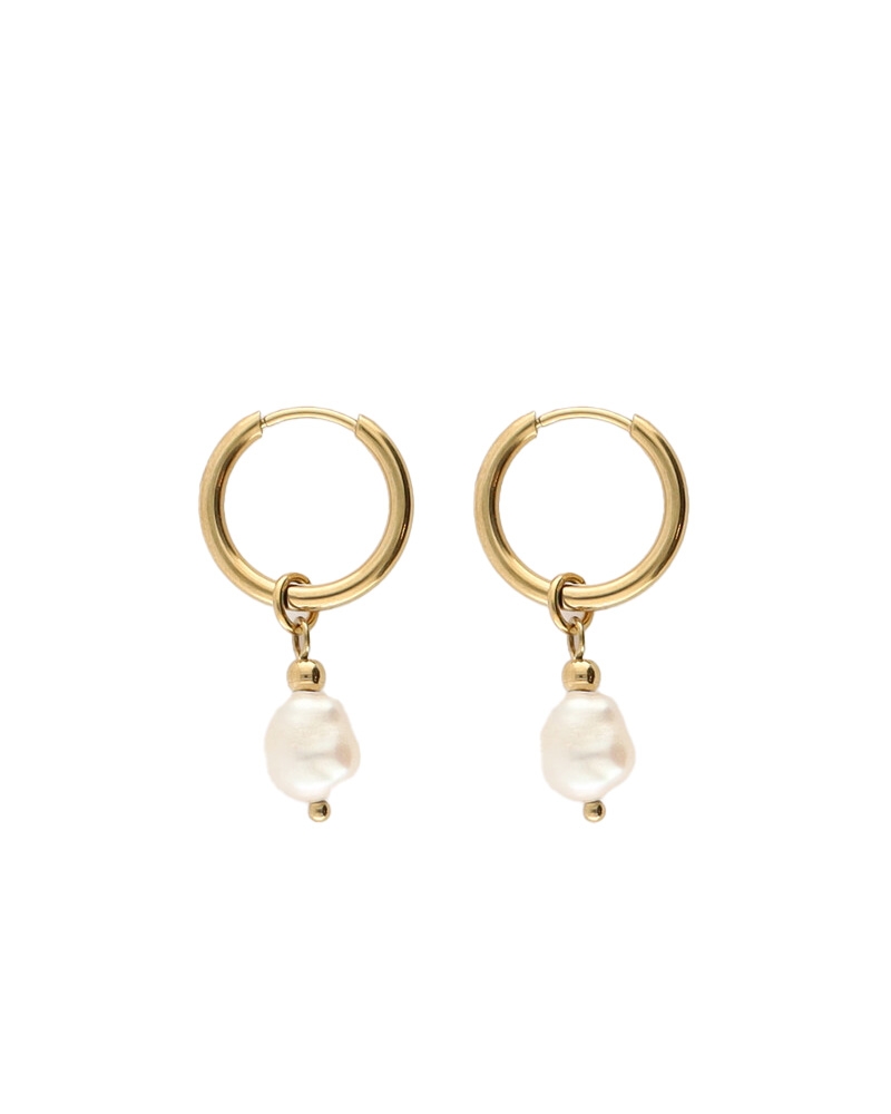 EARRING HOOPS PEARL GOUD